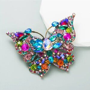 2/$30 Colorful Rhinestone Butterfly Brooch Pin Jewelry Eye Catching Accessory